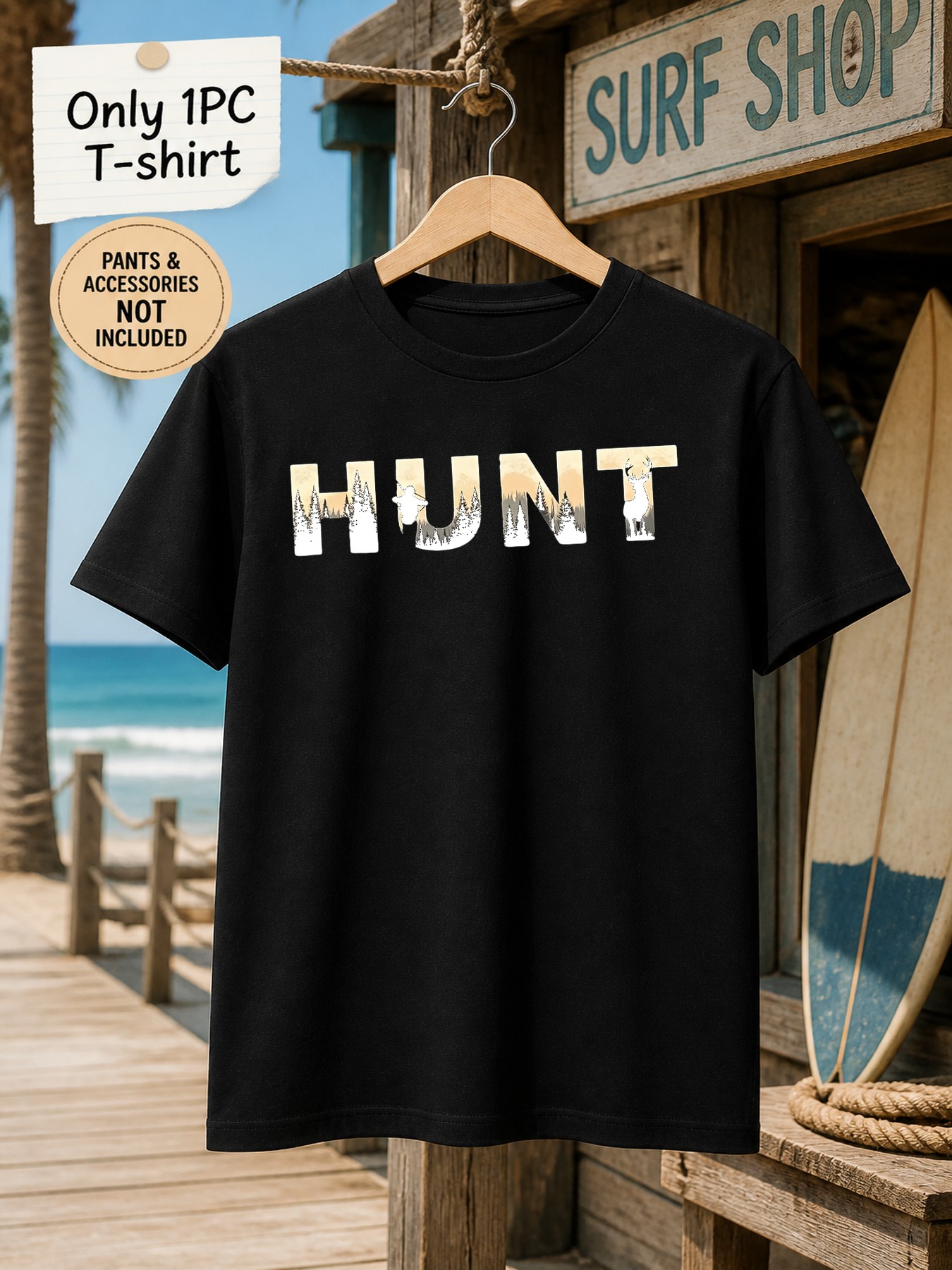 Outdoor Hunting Graphic Tees - 1pc Kaos Pria Bergambar Bertema Berburu