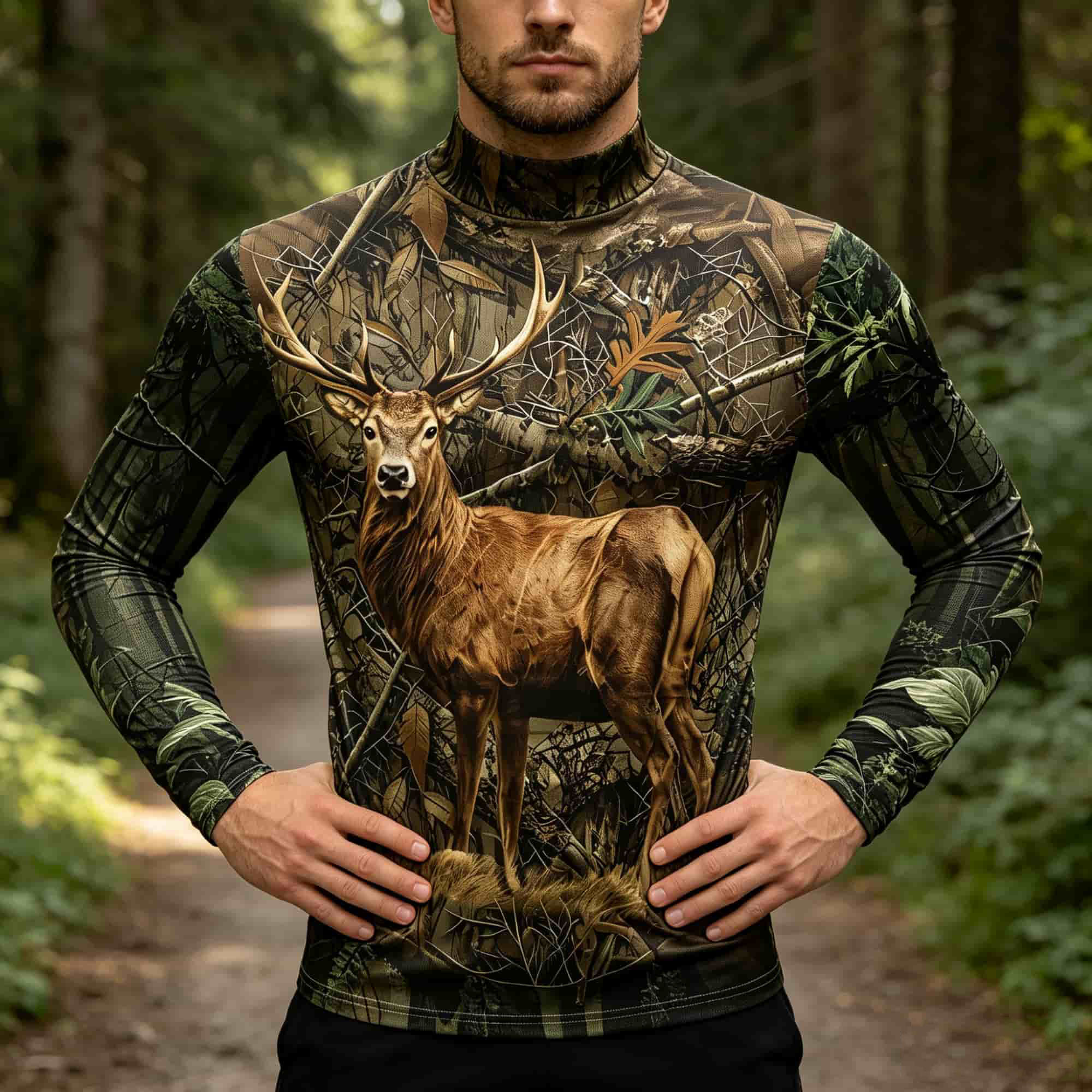 Kaos Kasual Lengan Panjang Ber - Outdoor Hunting Graphic Tees ulasan dan harga