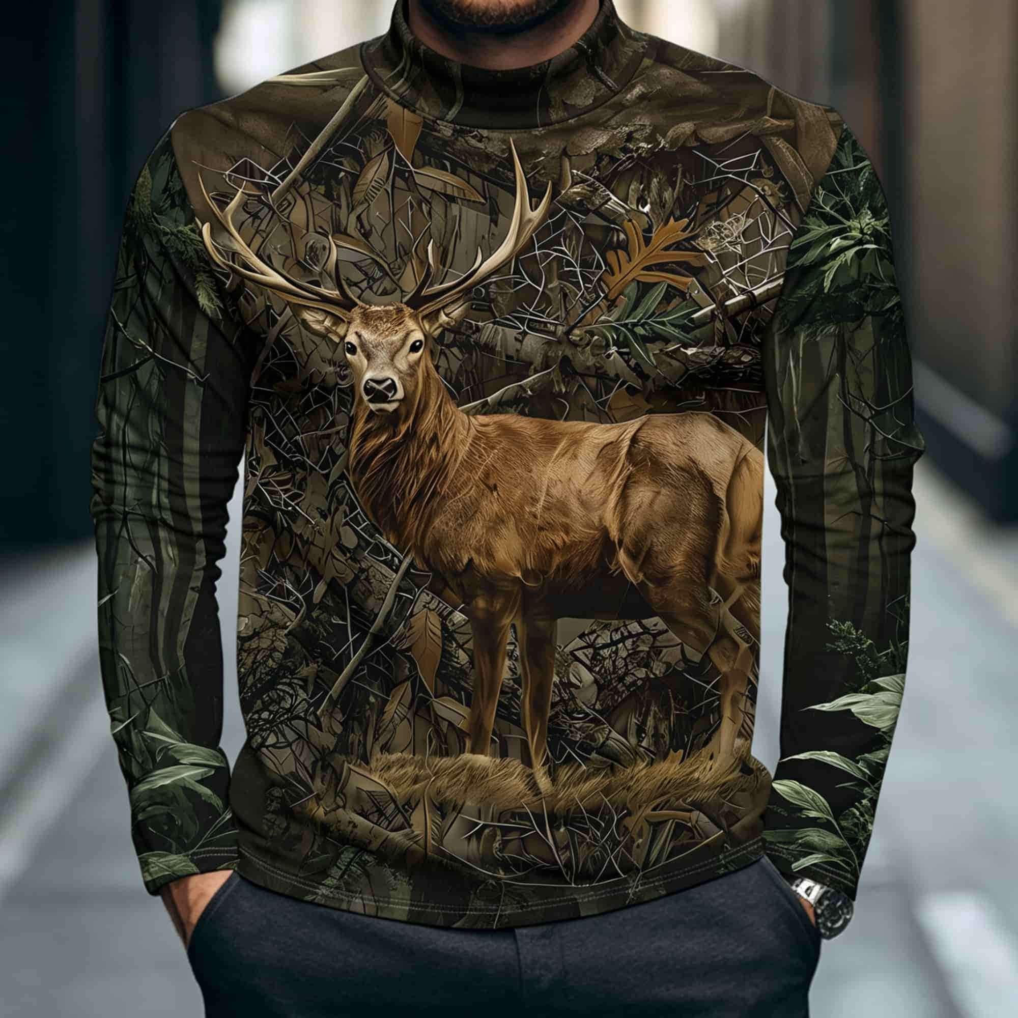 Kaos Kasual Lengan Panjang Ber - Outdoor Hunting Graphic Tees ulasan dan harga