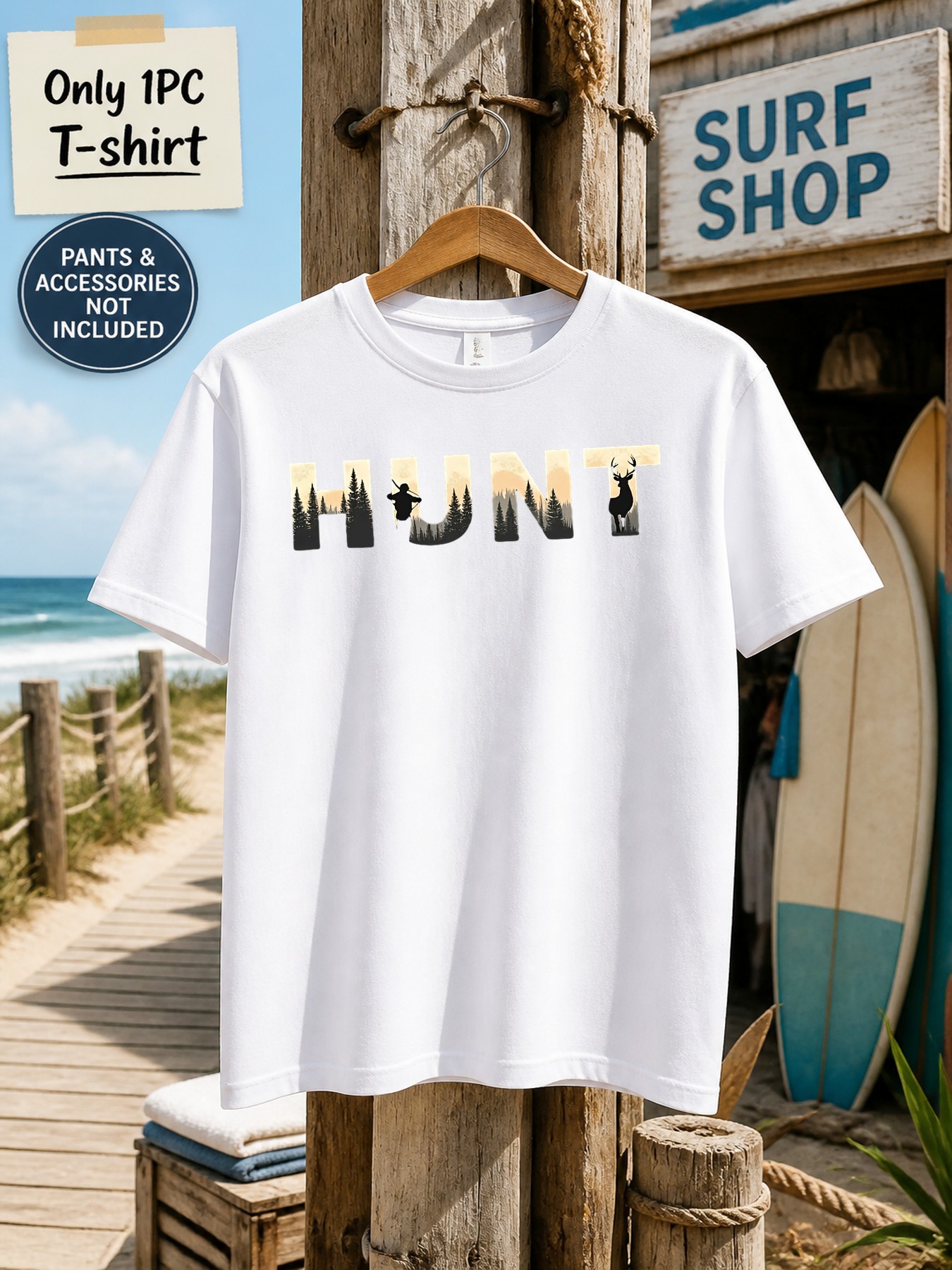 1pc Kaos Pria Bergambar Bertem - Outdoor Hunting Graphic Tees ulasan dan harga
