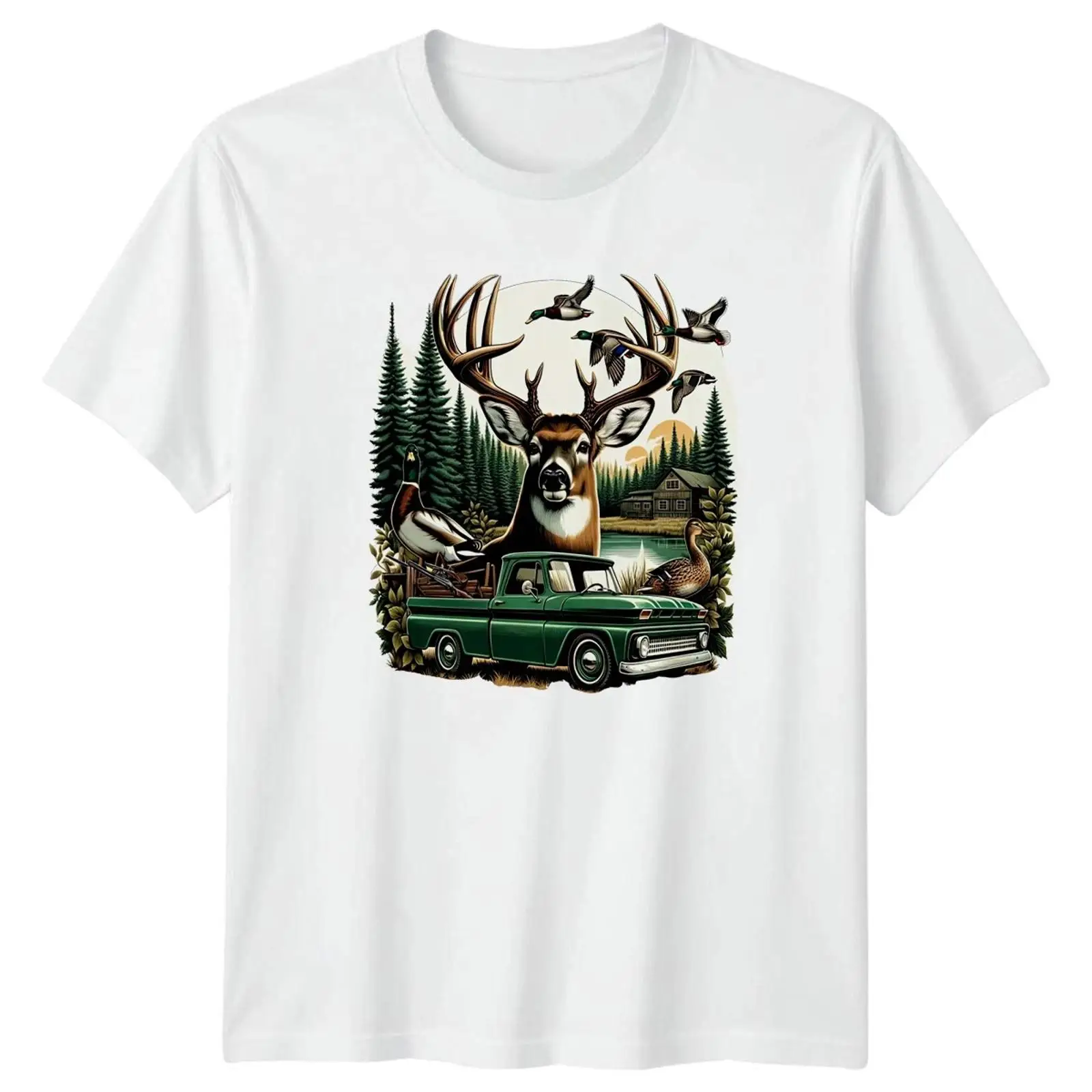 Kaos Pria Deer Duck Hunting Lo - Outdoor Hunting Graphic Tees ulasan dan harga